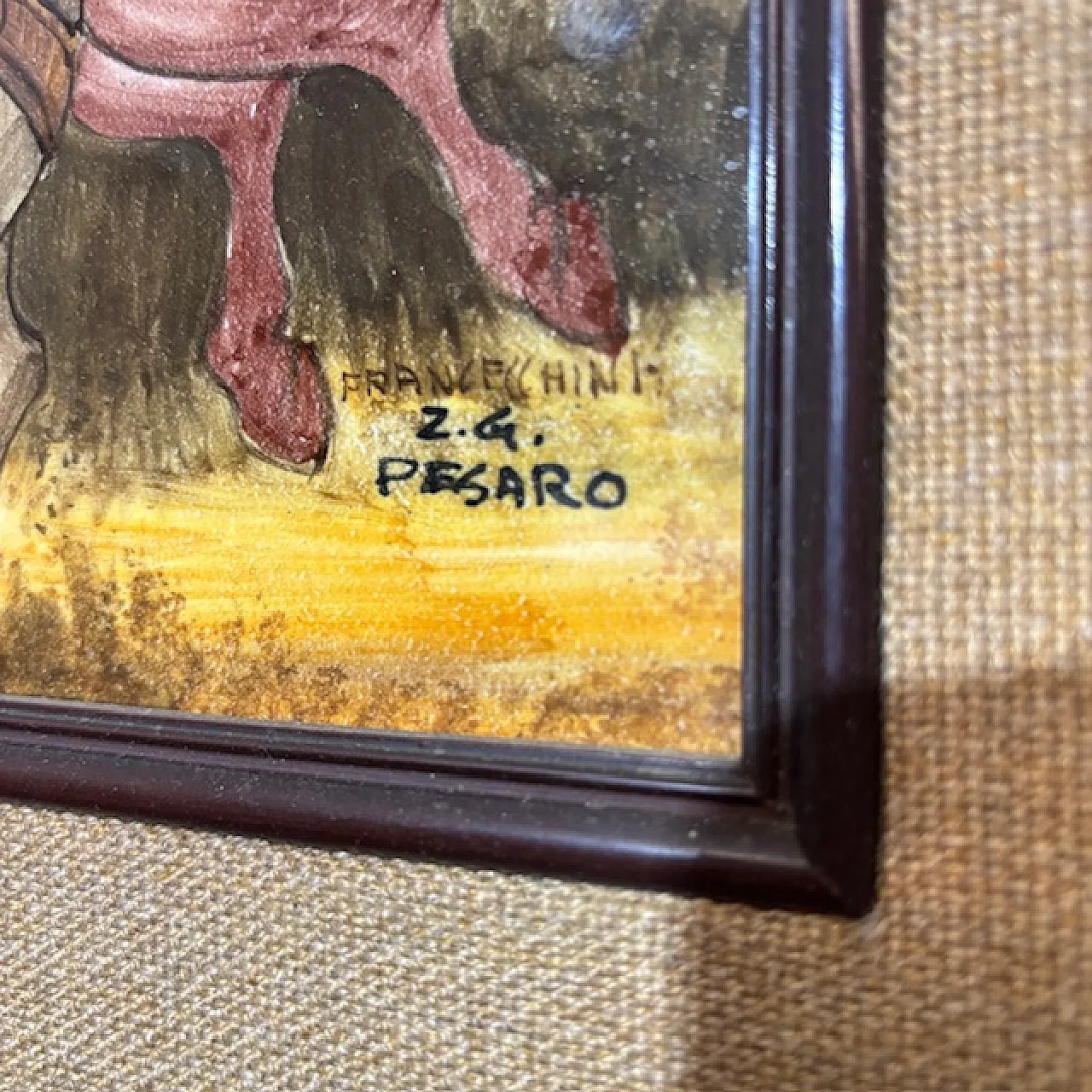 Pannello in maiolica cavalieri Franceschini Pesaro ZG, anni '50 7