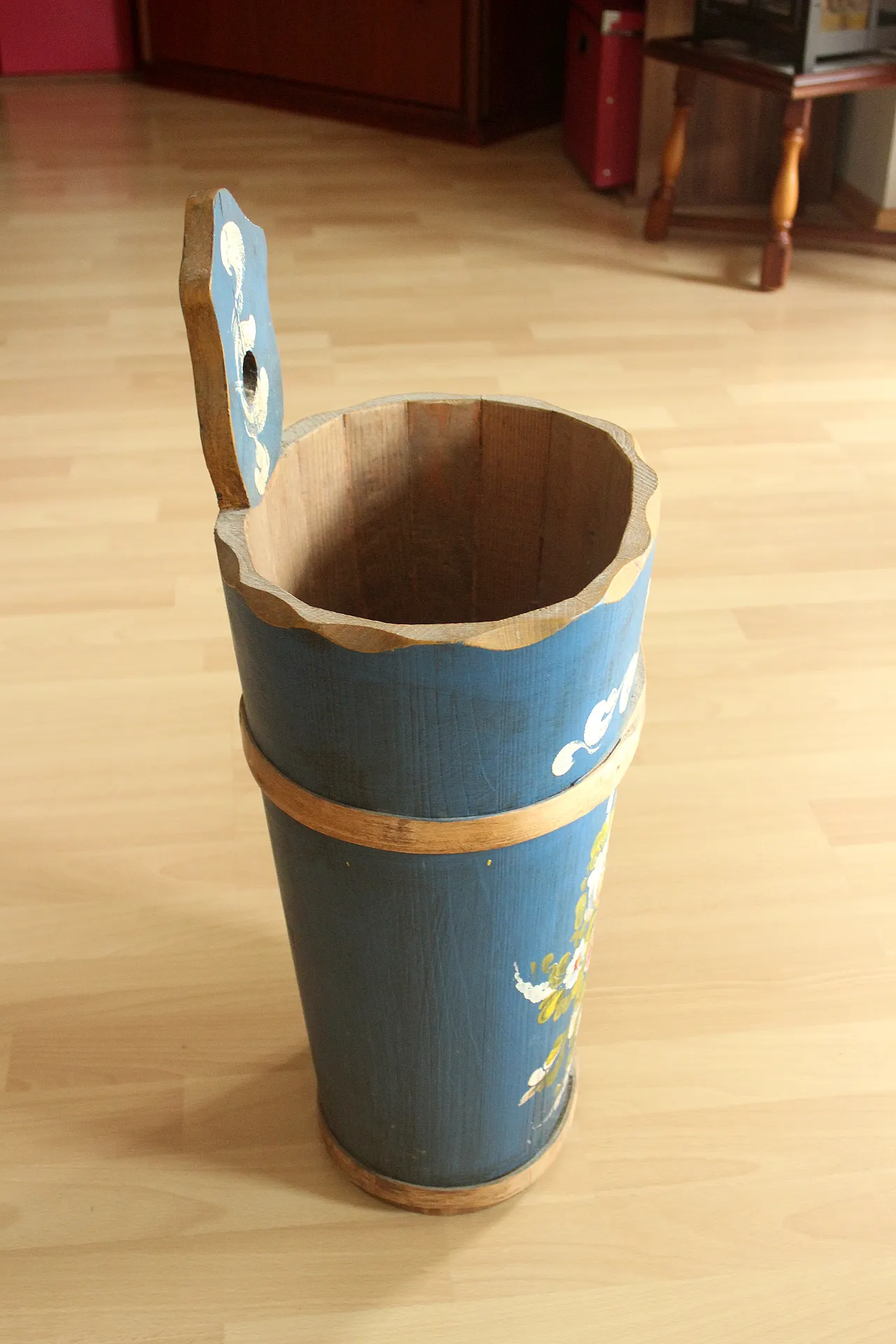 Handmade handpainted wooden umbrella stand, 70s 2