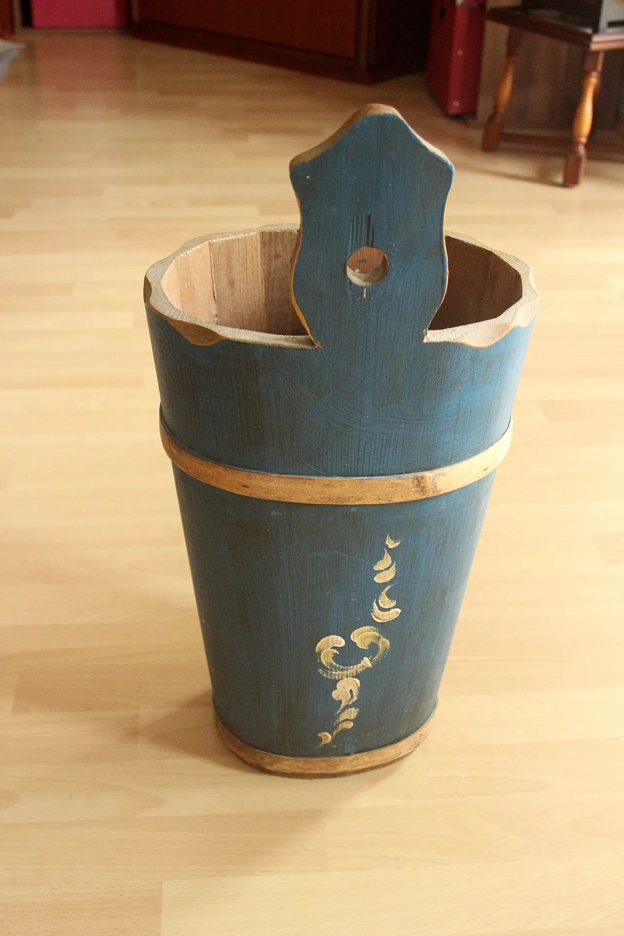 Handmade handpainted wooden umbrella stand, 70s 3