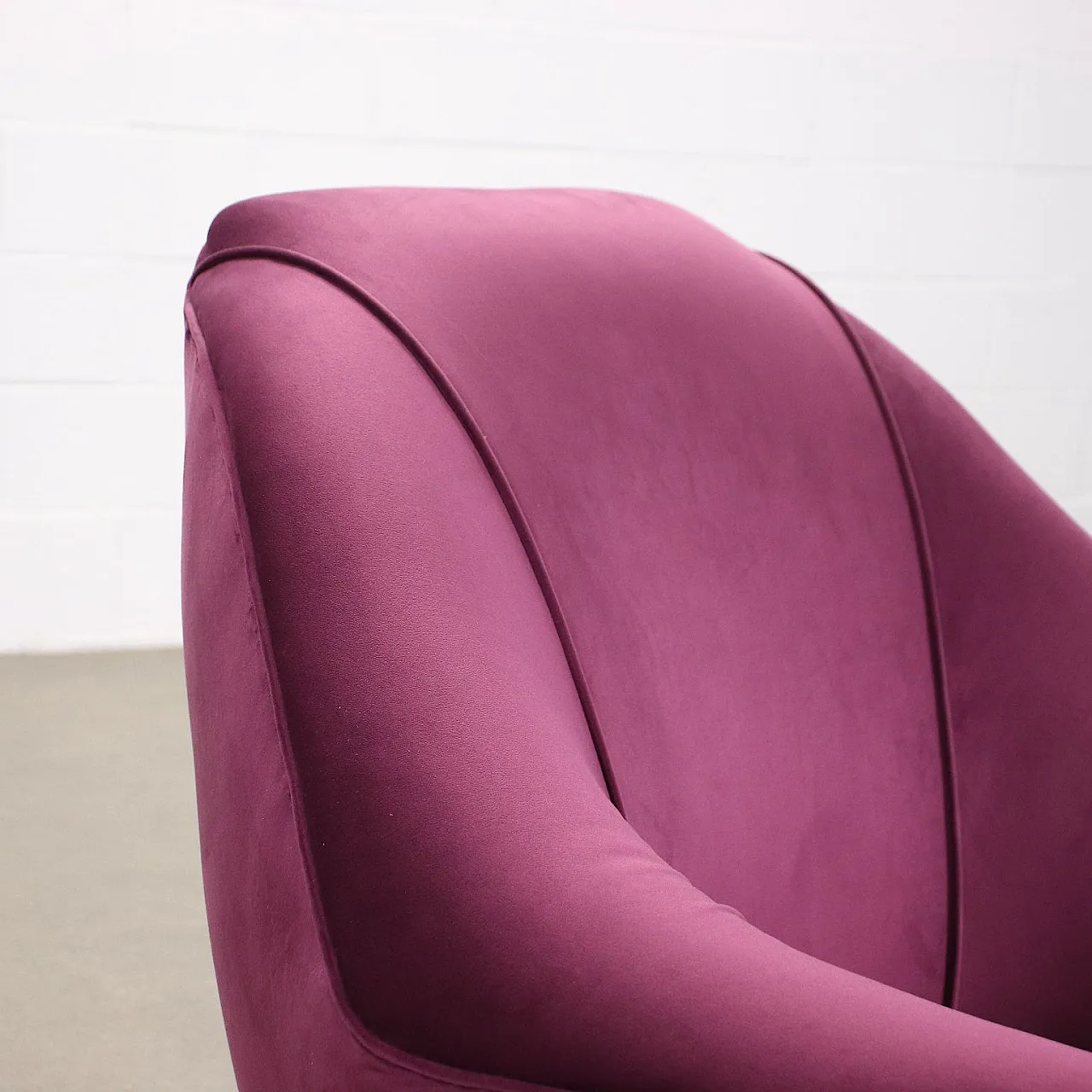 Pair of purple velvet armchairs, 1950s 3