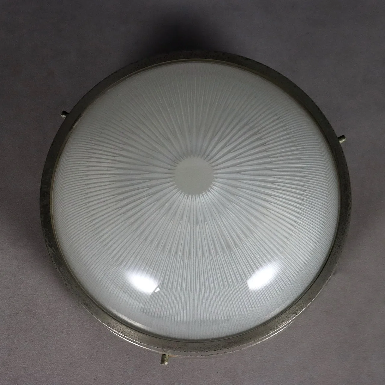 Wall or ceiling lamp in nickel-plated brass and glass, 20th century 5