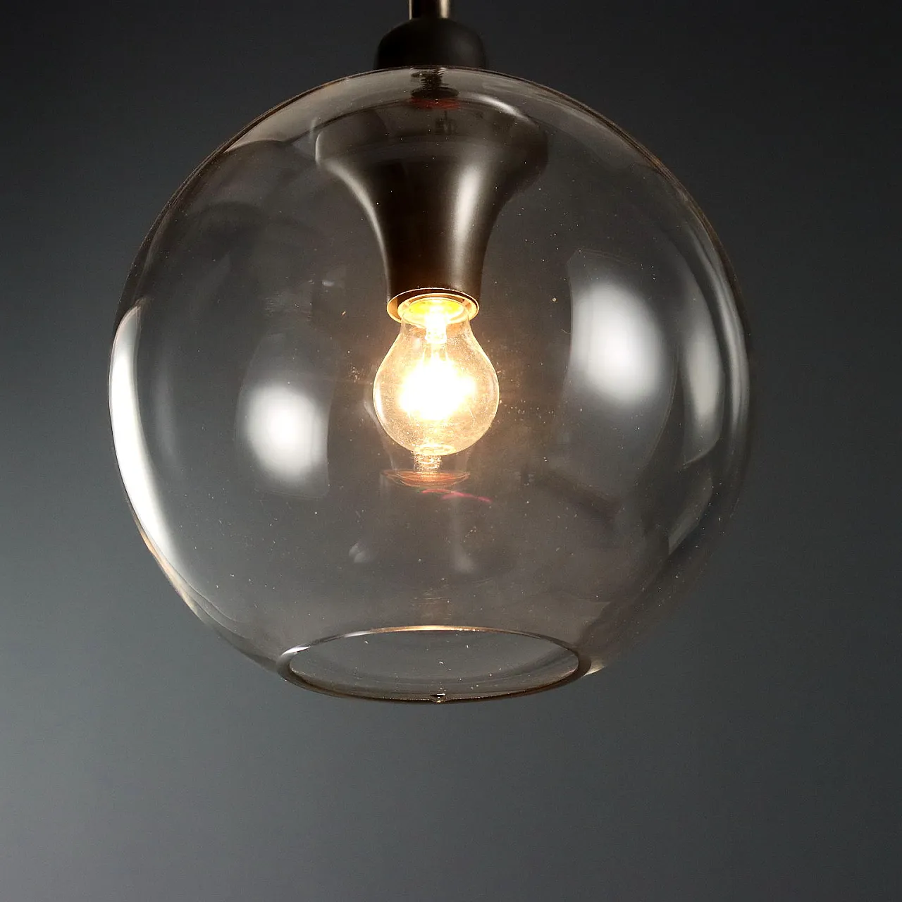 Lampada da soffitto, ottone brunito e vetro, '900 4