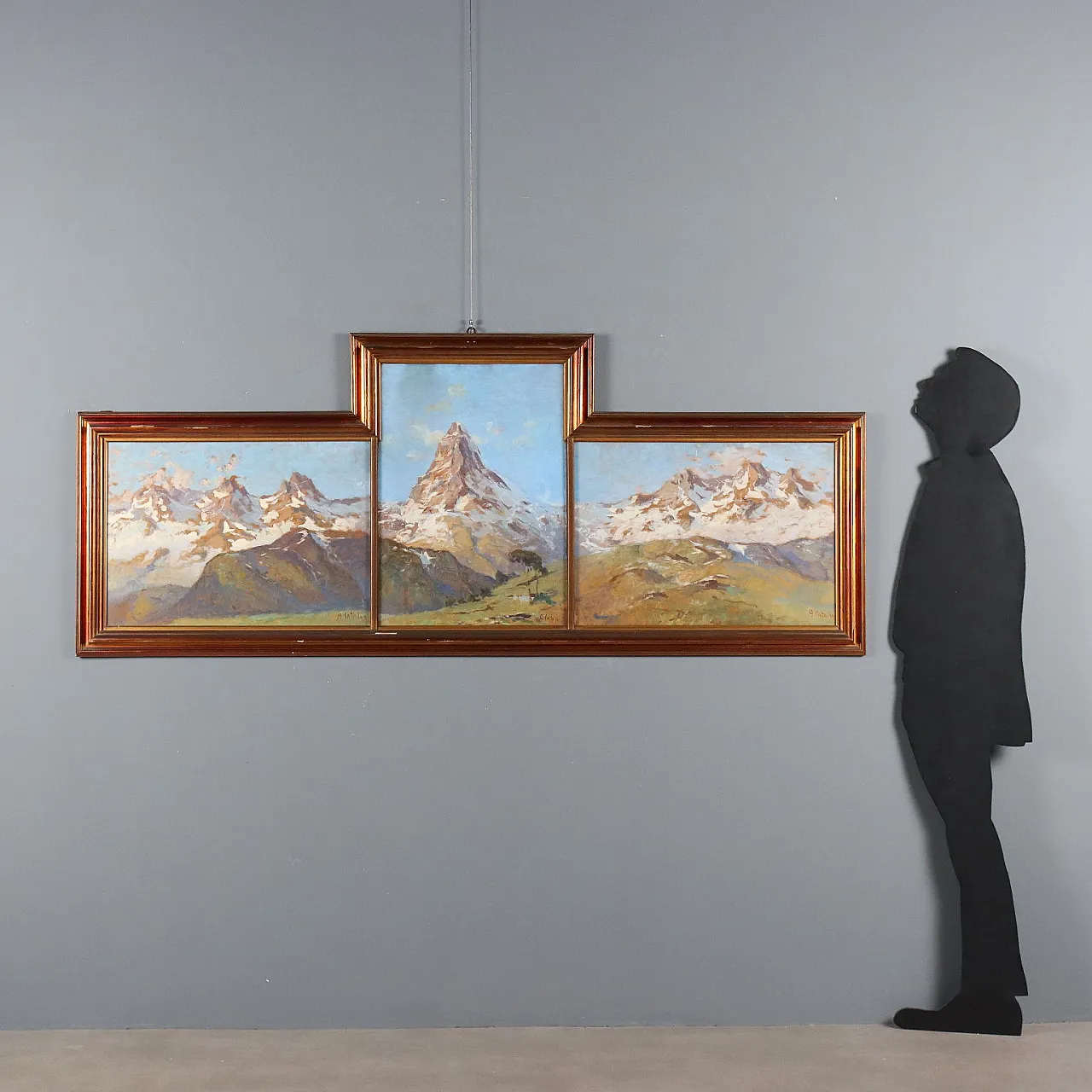 3 Oil paintings on cardboard, with frame, 20th century 2