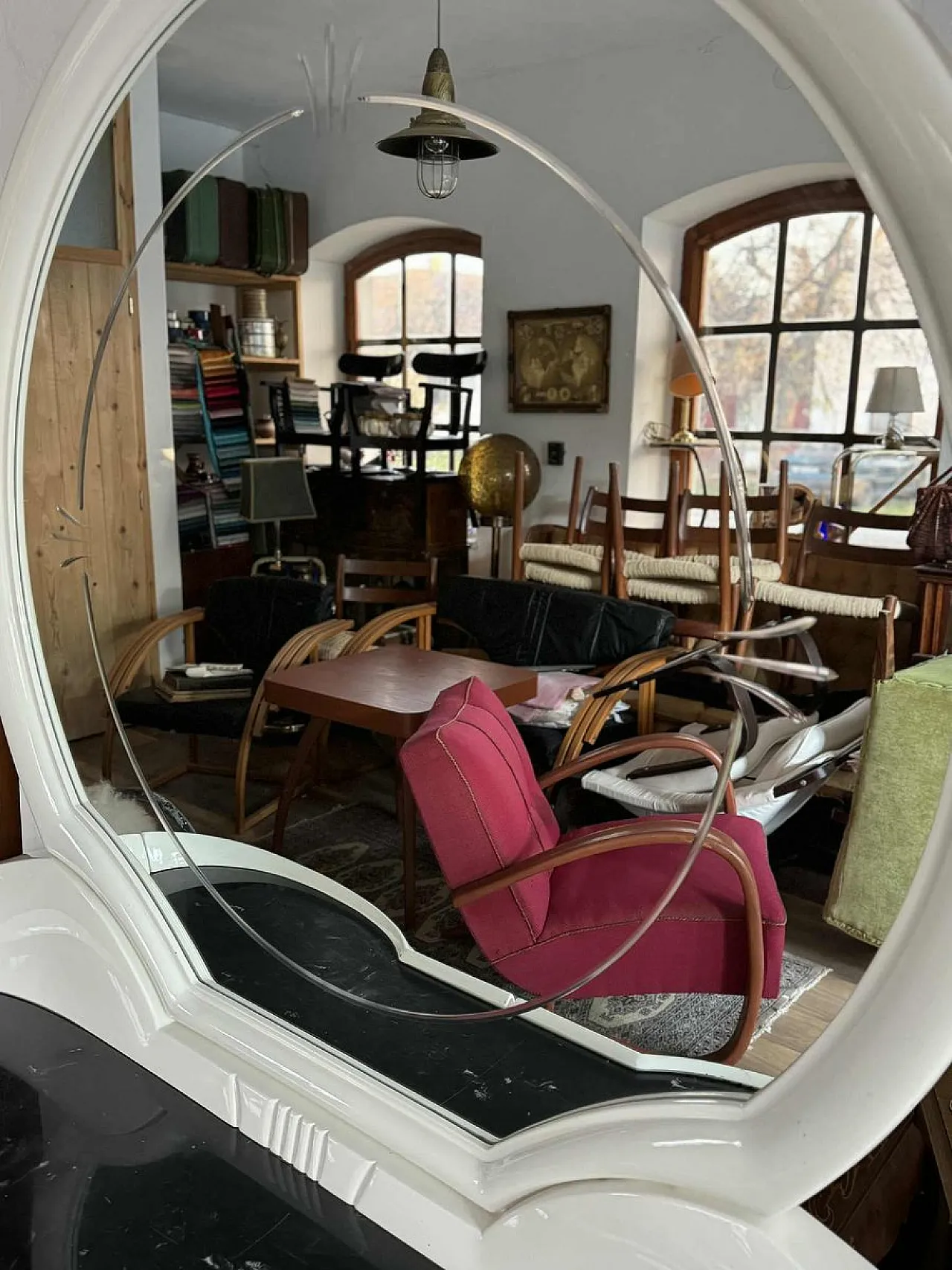 Tavolo da toeletta Space Age con grande specchio ovale, anni '70 7