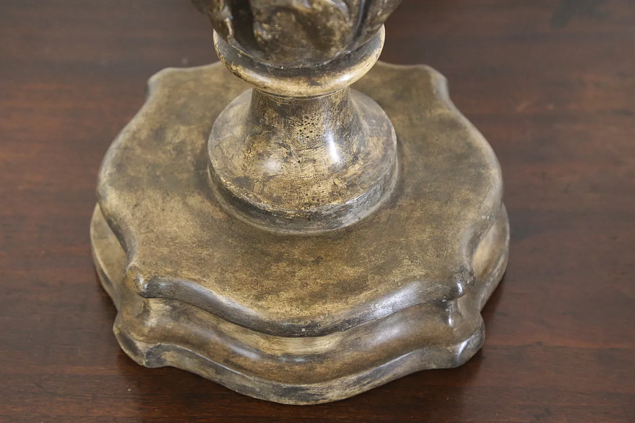 Pair of Baroque silver-plated wood palm holders, 18th century 8