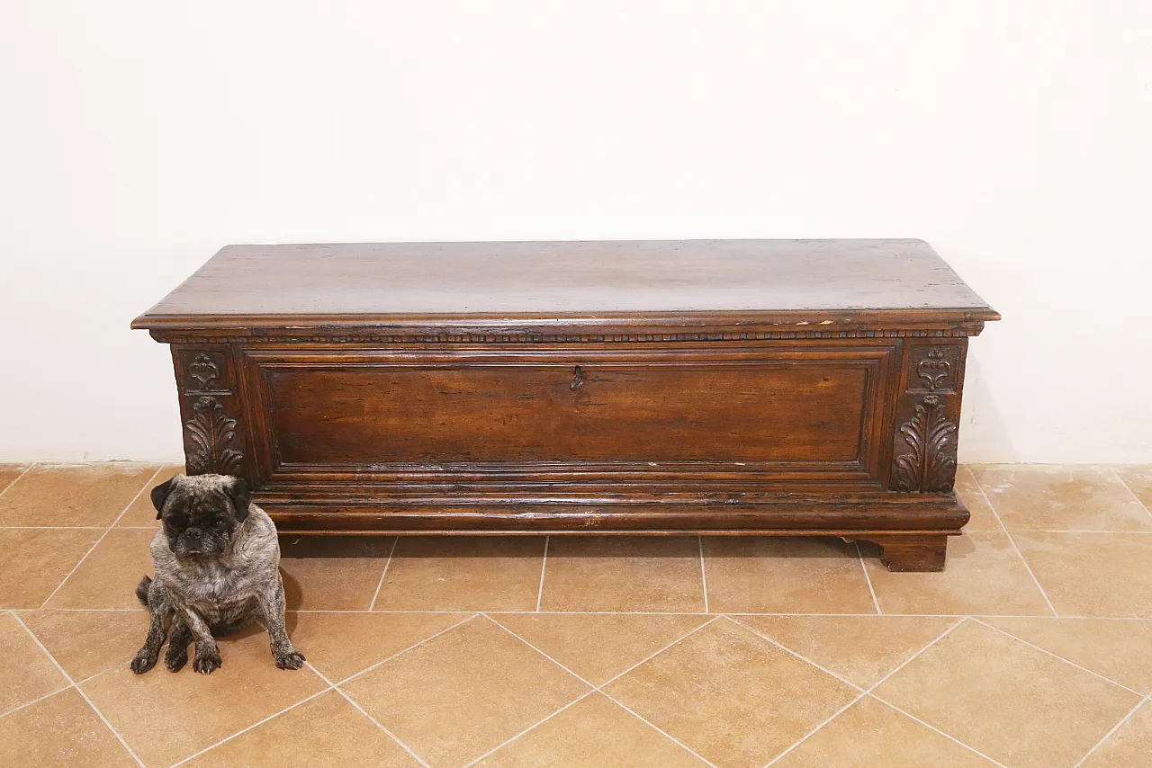 Cassapanca lombardo veneta in pioppo, '600 3