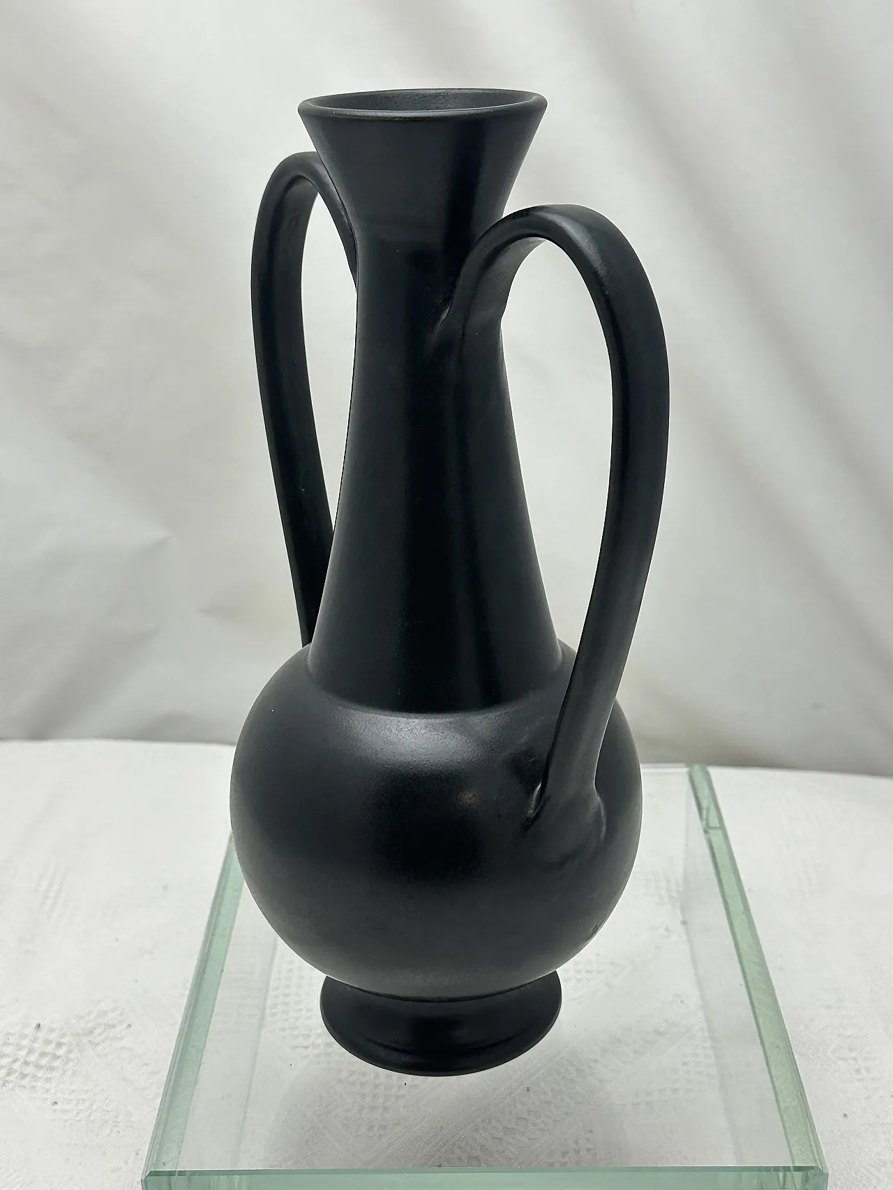 Vaso ceramica nero di Gio Ponti per Neoponti, Gubbio, anni '50 3