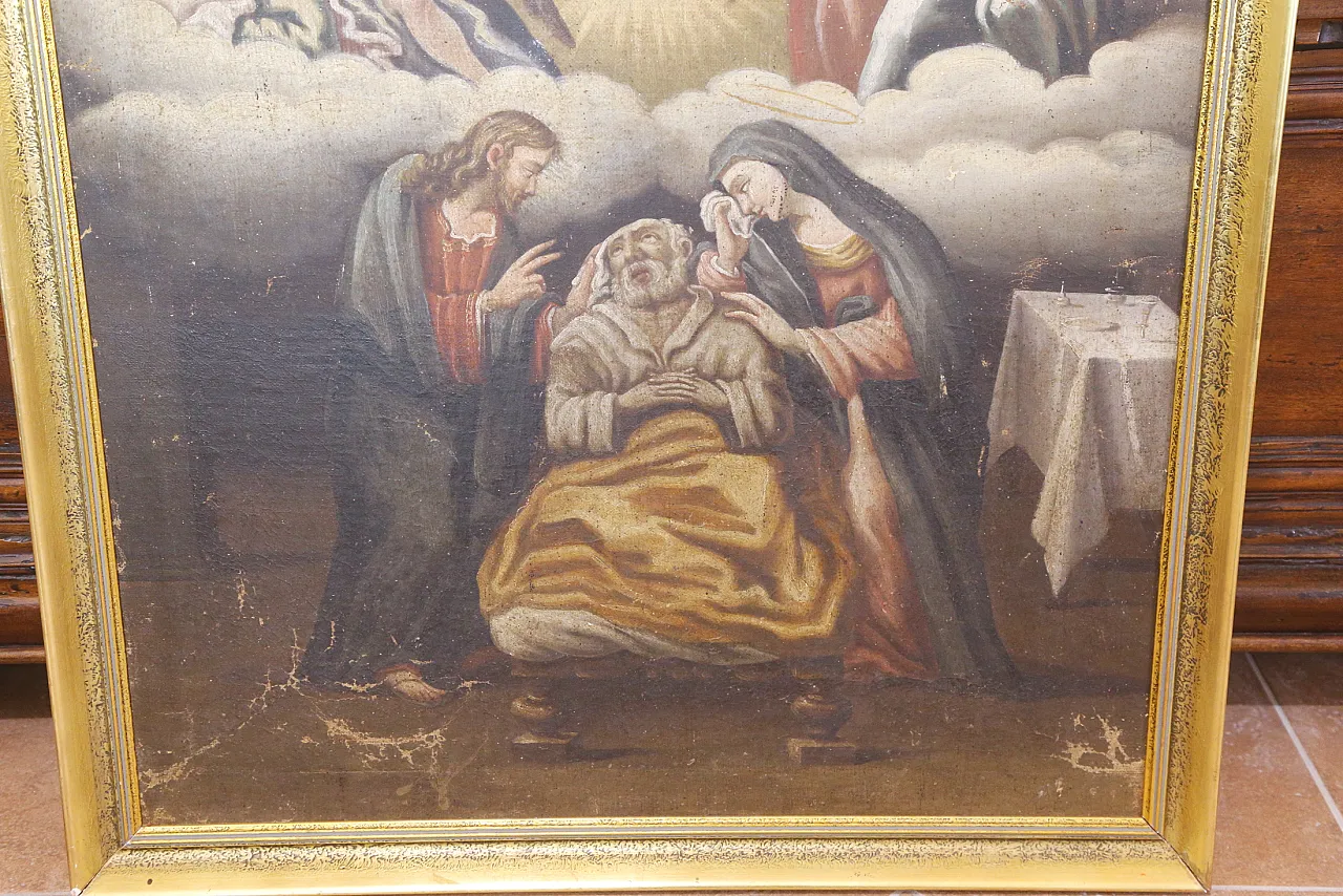 Death of Saint Joseph, Baroque oil on canvas painting, 17th century 4