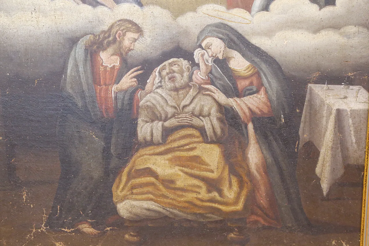 Death of Saint Joseph, Baroque oil on canvas painting, 17th century 5