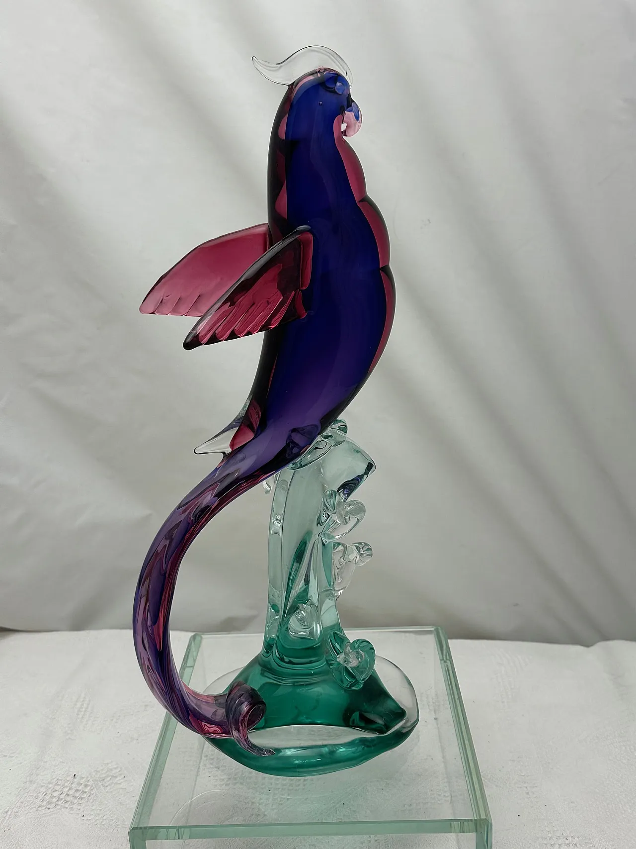 Scultura pappagallo di Archimede Seguso in vetro di Murano, anni '70 1