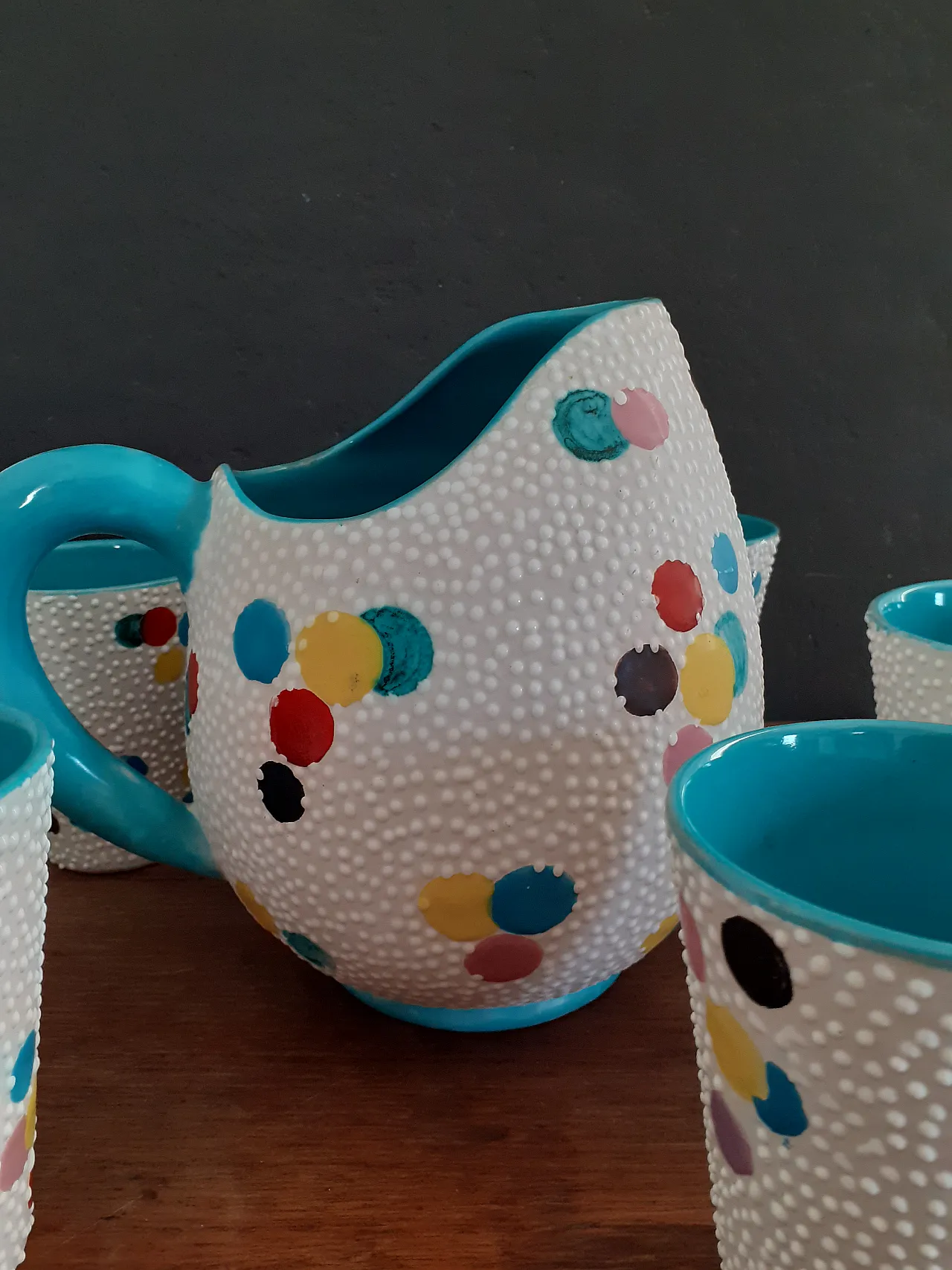 Jug and glasses by Deruta, 50s 2