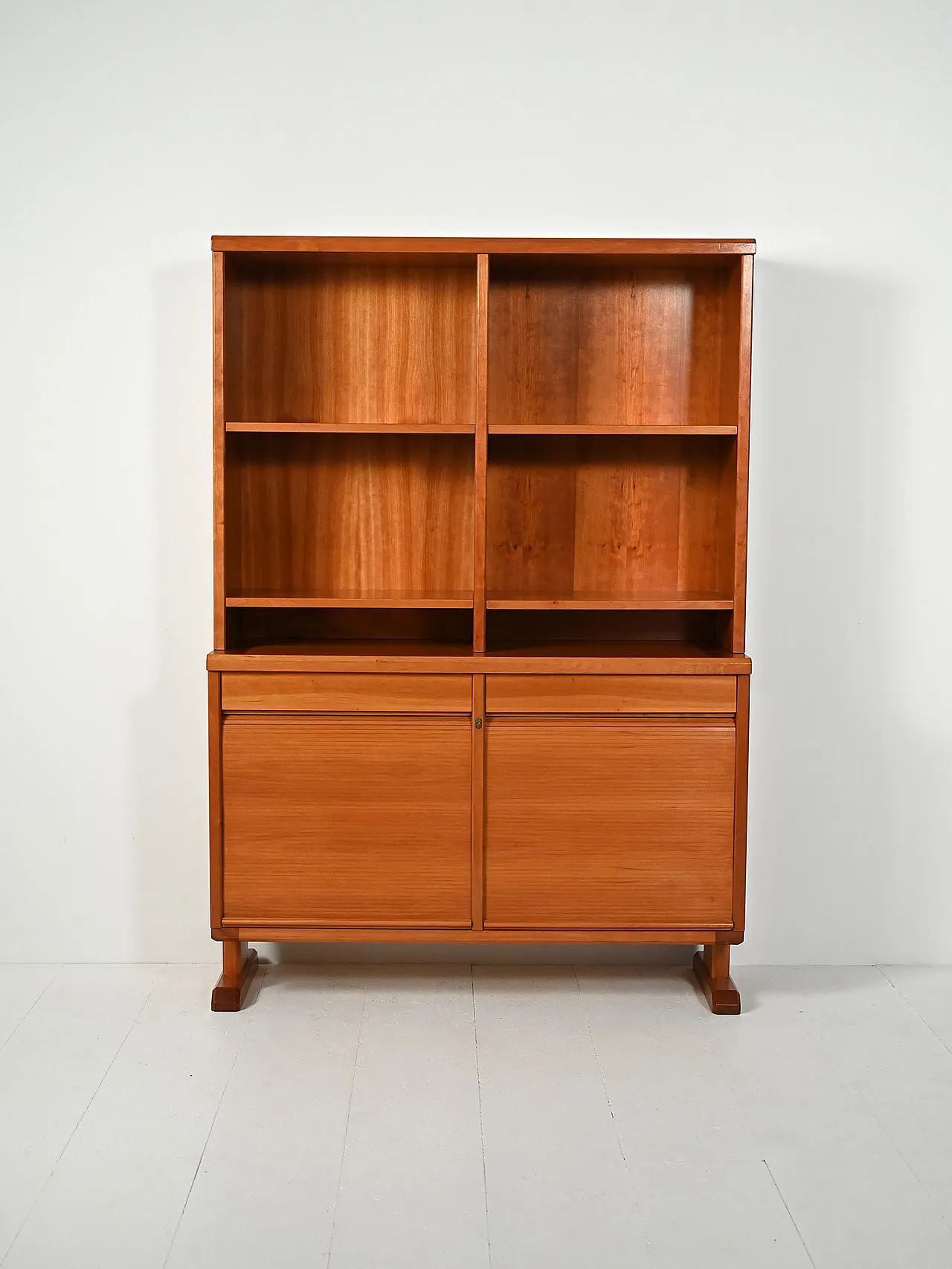 Scandinavian bookcase with sideboard and exposed shelves, 1940s/50s 2