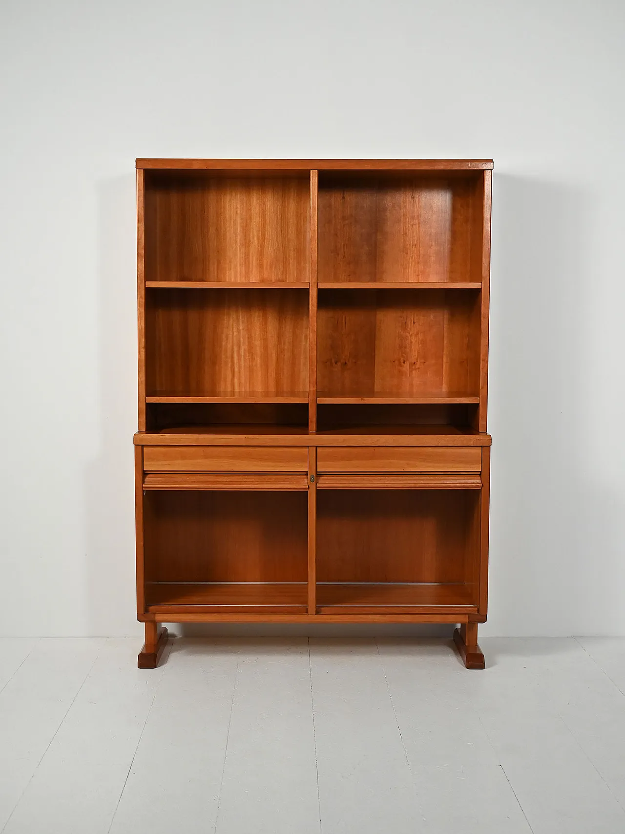 Scandinavian bookcase with sideboard and exposed shelves, 1940s/50s 3
