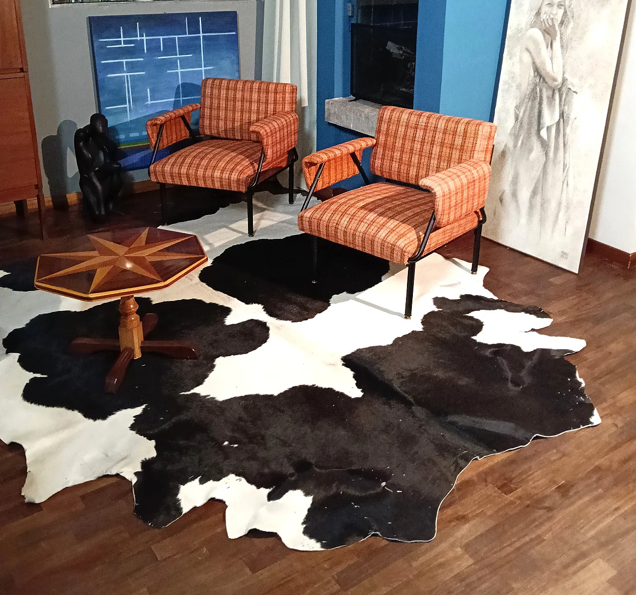 Vachetta leather carpet, 70s 10