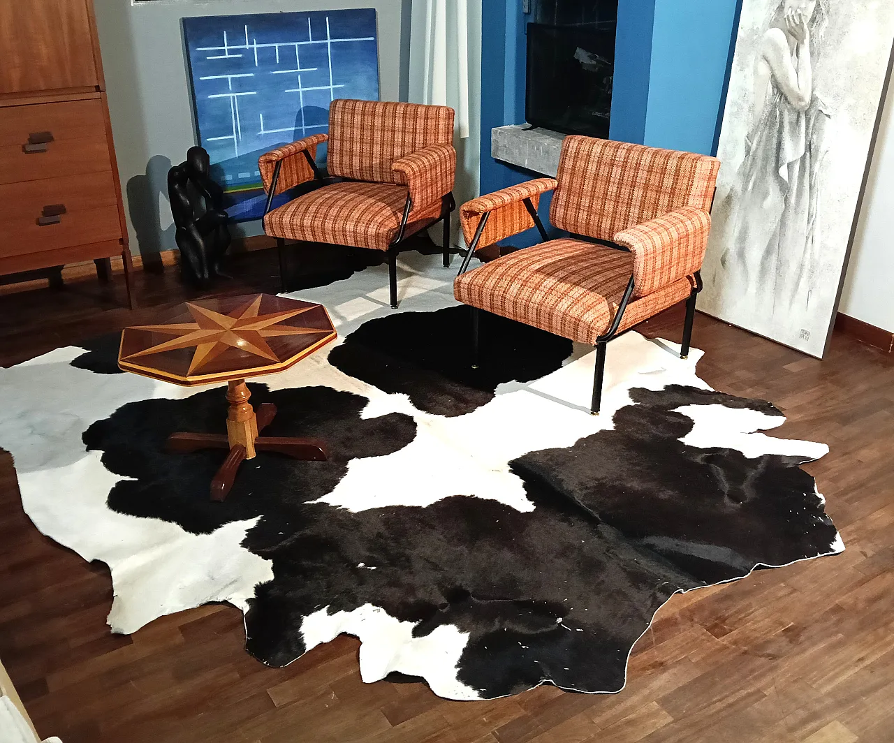 Vachetta leather carpet, 70s 11