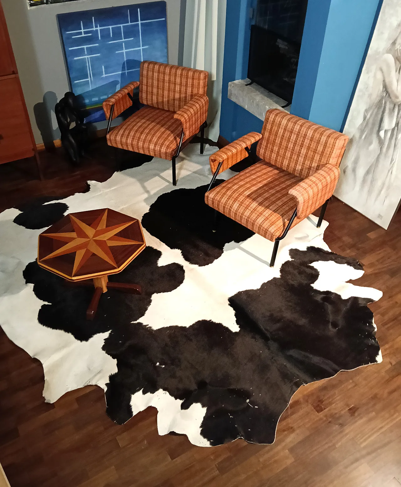 Vachetta leather carpet, 70s 14