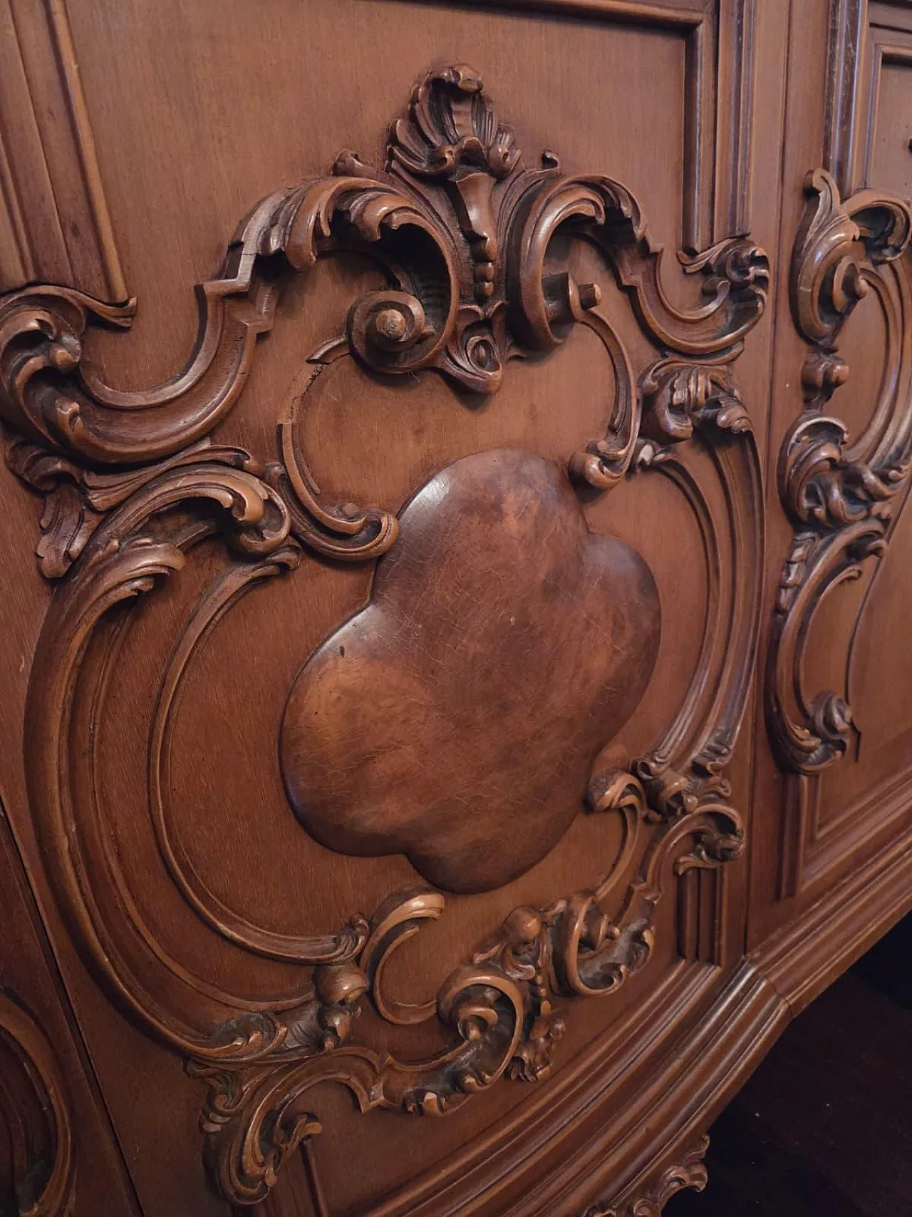 Antique style solid walnut dining room, 70s 4