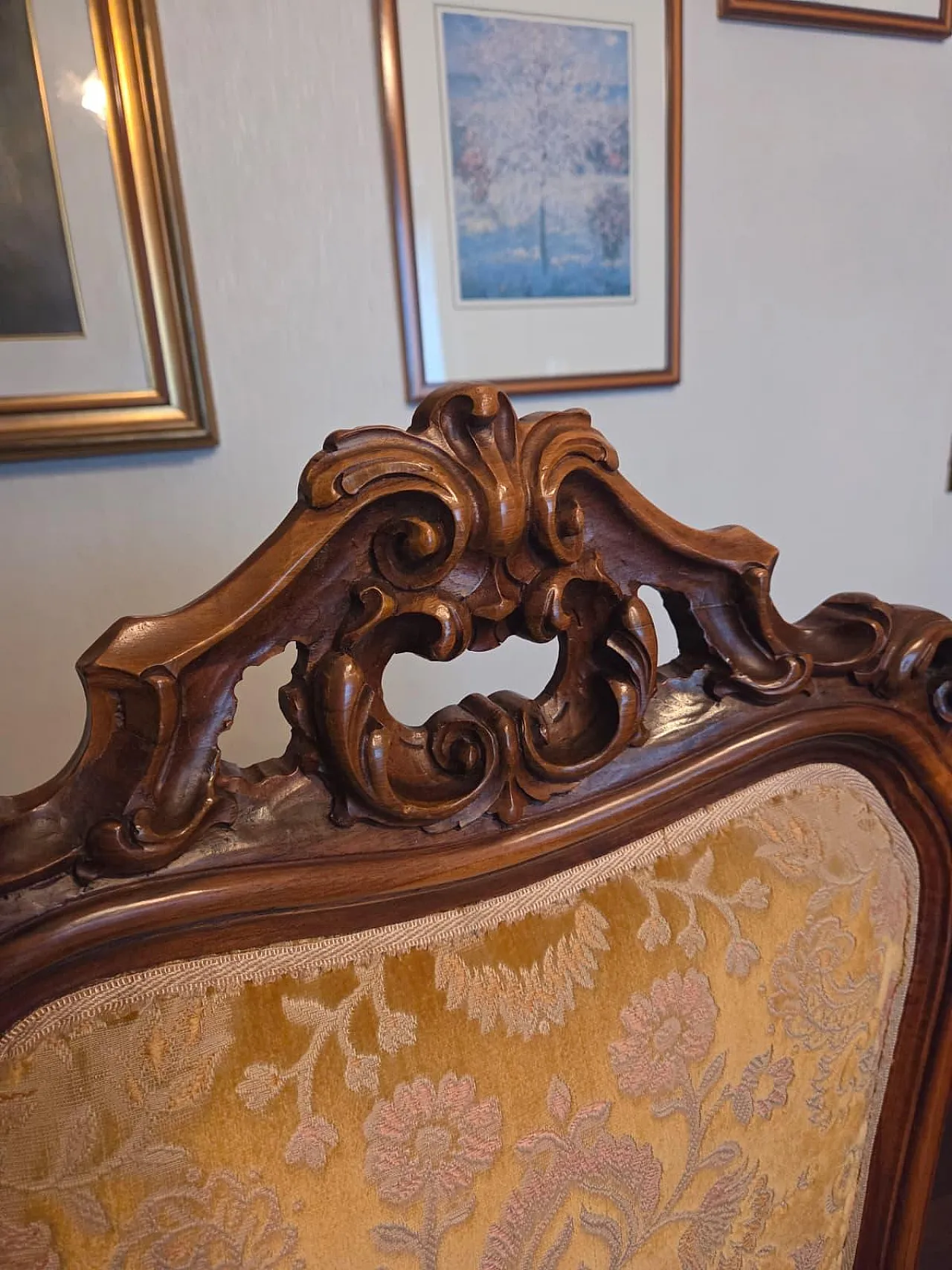 Antique style solid walnut dining room, 70s 11