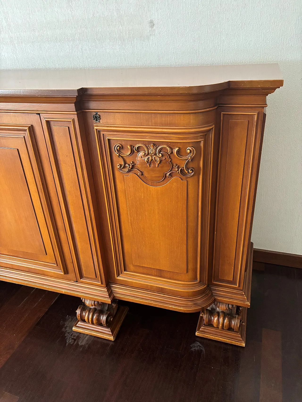 Antique style solid walnut dining room, 70s 16