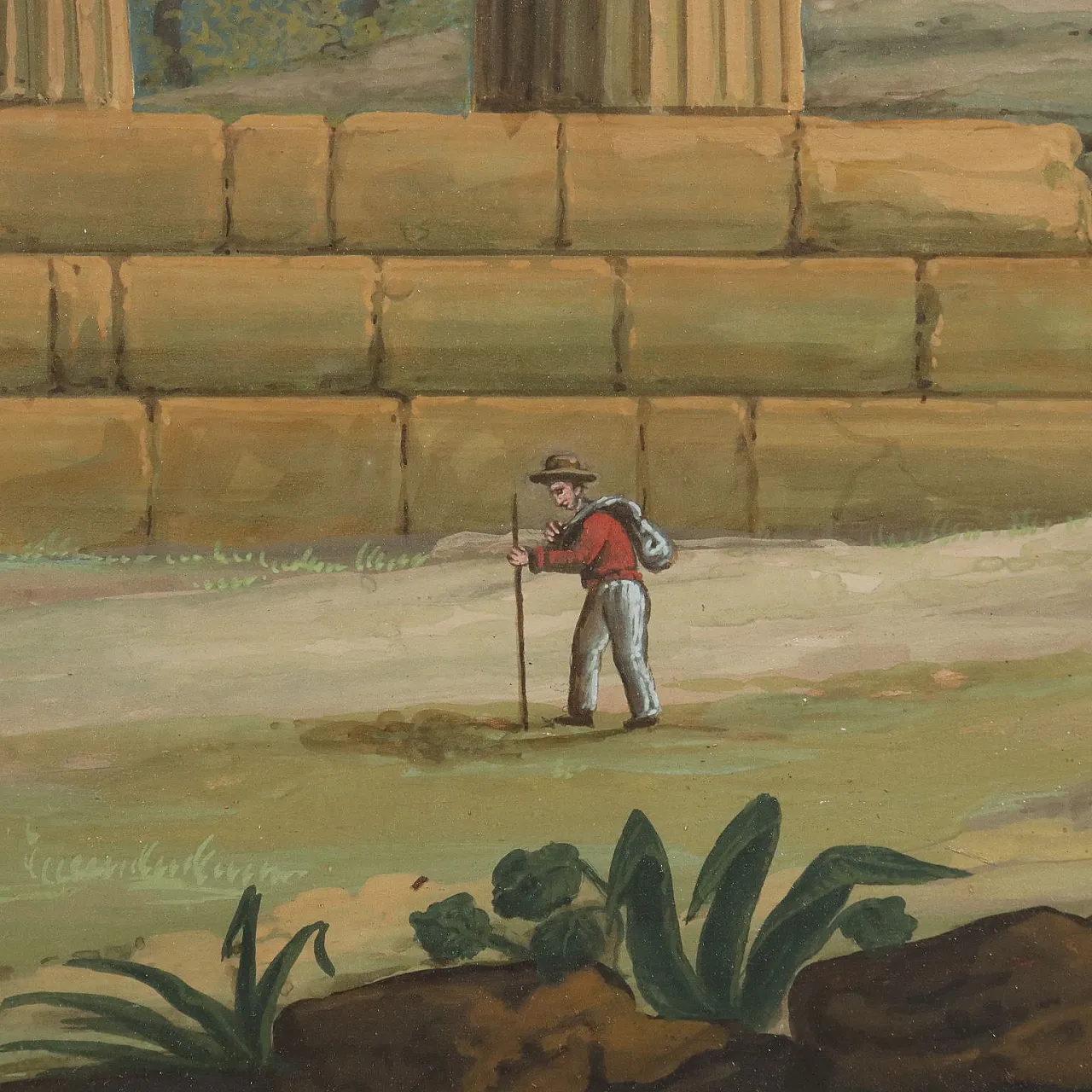 Typical Grand Tour landscape, gouache on paper, 19th century 4