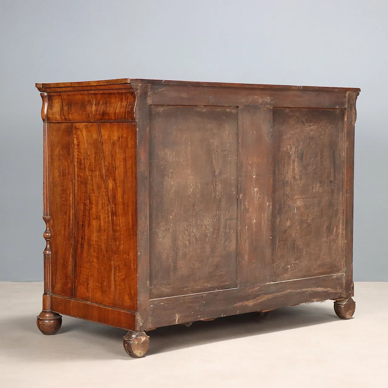 Luigi Filippo chest of drawers in walnut and walnut burl, 19th century 10