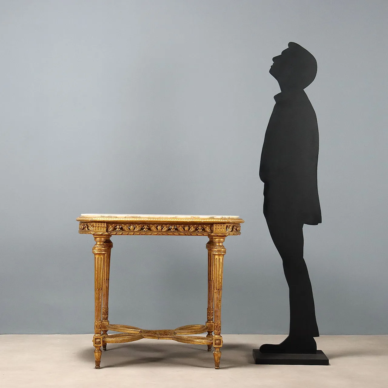 Tavolino in stile neoclassico con piano in marmo, fine '800 2