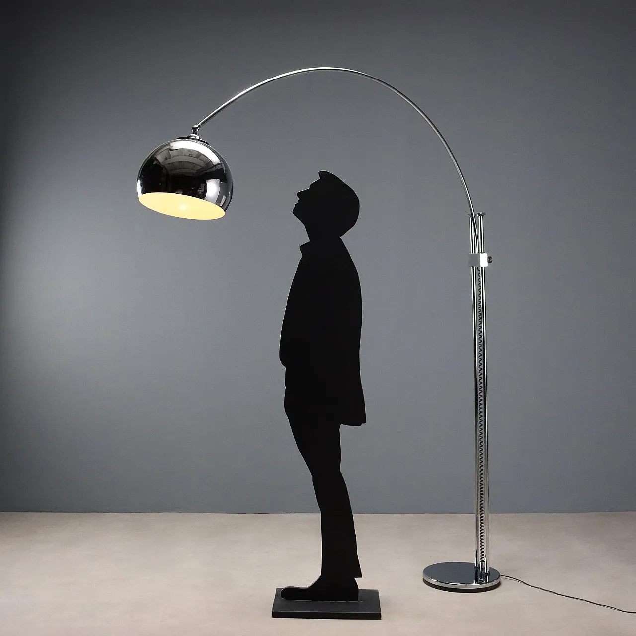 Chrome metal and aluminum floor lamp, 20th century 2