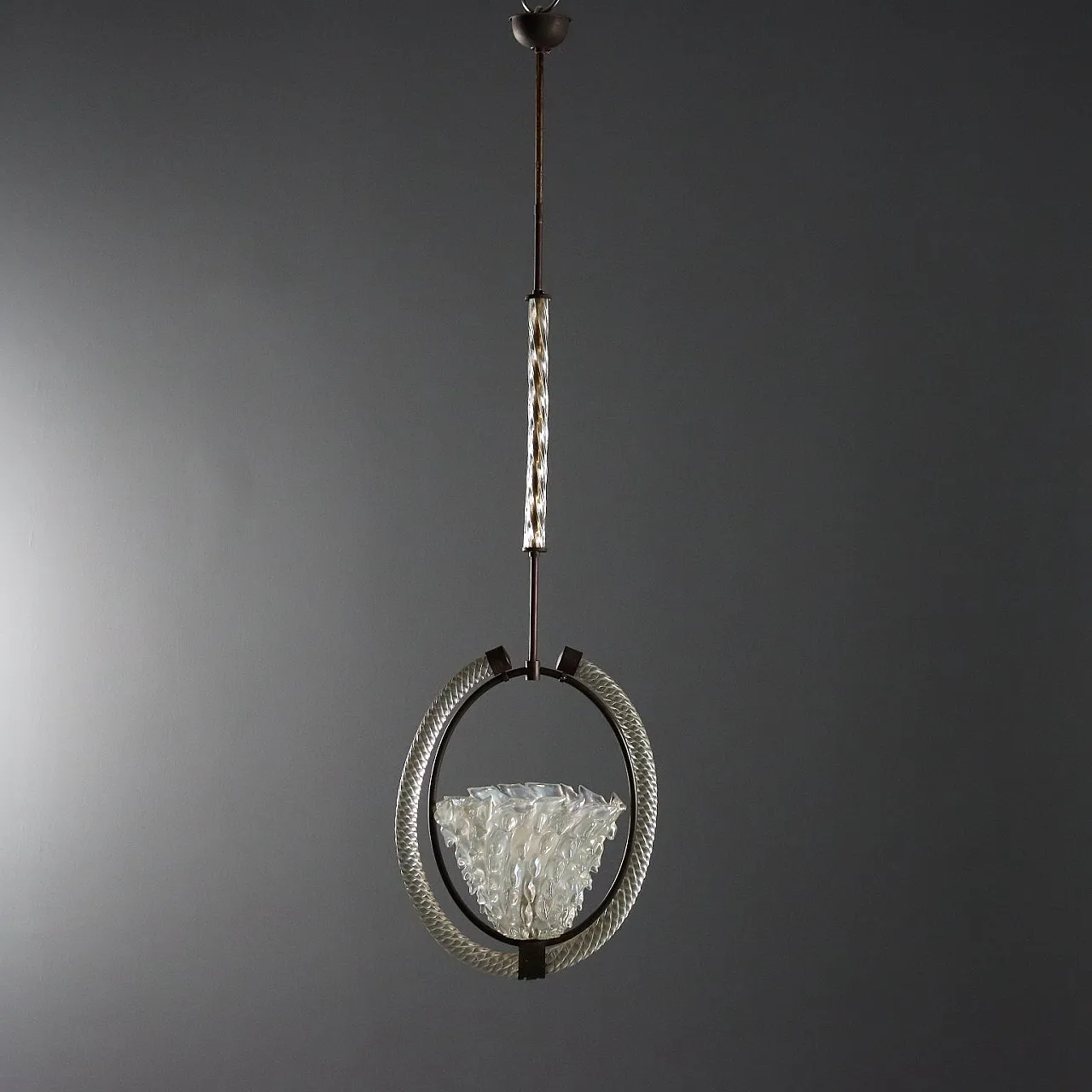 Lampadario in vetro di Murano con struttura in ottone, '900 6