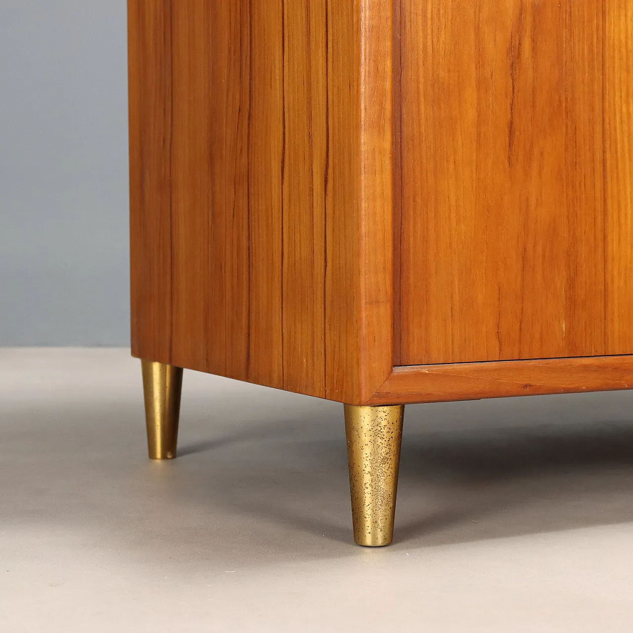Larch veneered and brass storage unit, 20th century 9