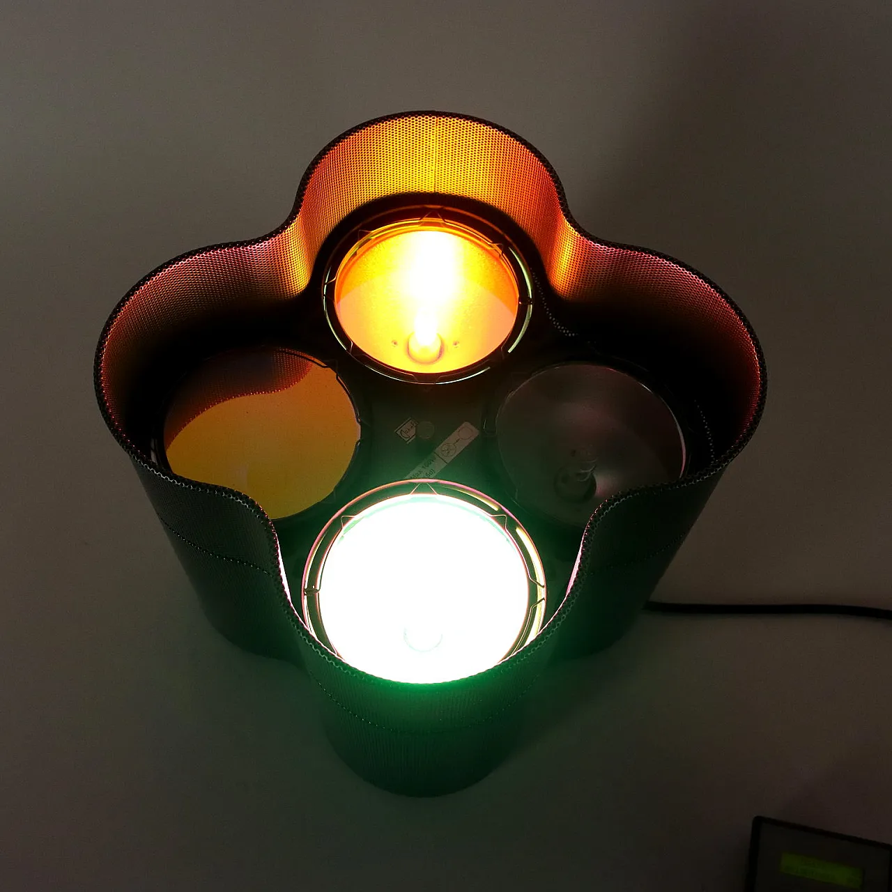 Enamelled perforated steel lamp, 20th century 9