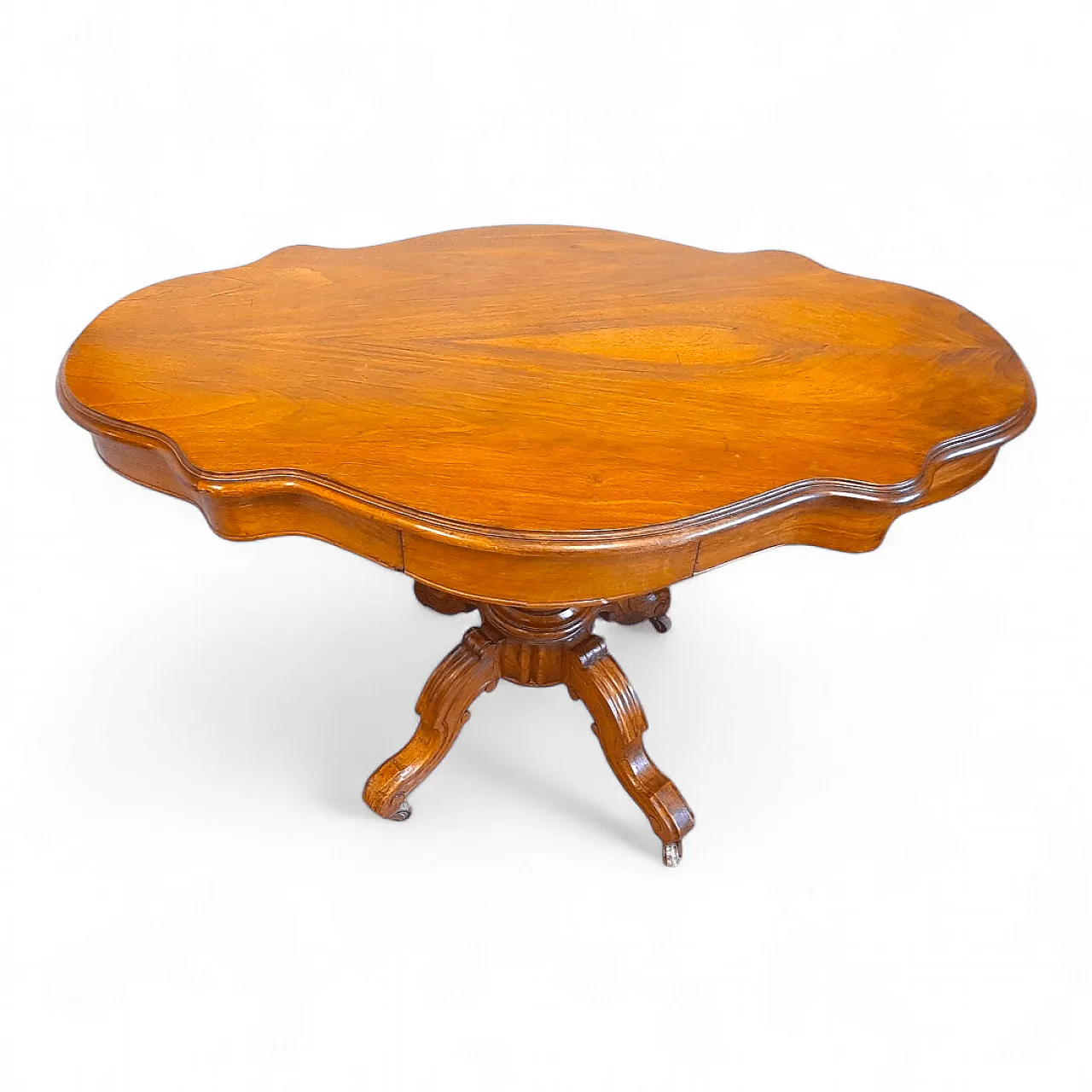 Louis Philippe table in walnut veneer, 19th century 1
