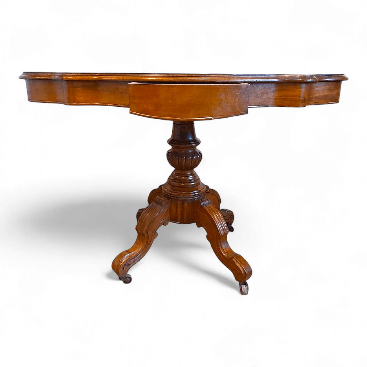 Louis Philippe table in walnut veneer, 19th century 7