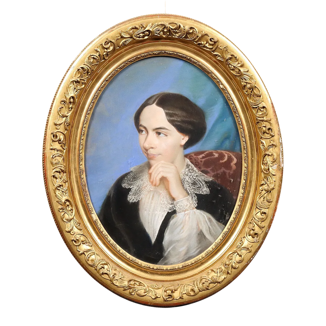 Half-length figure of a woman, pastels on cardboard, 19th century 11