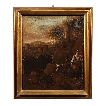 Oil on canvas mounted on panel, 18th century