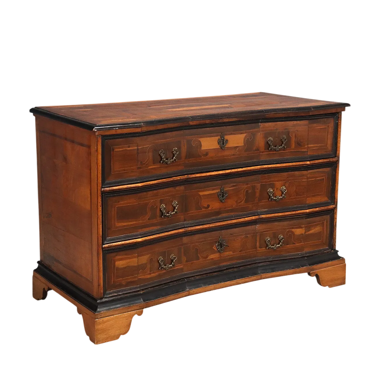 Three-drawer chest of drawers in wood and bronze, 18th century 11