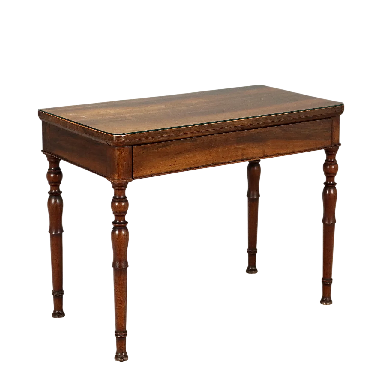 Walnut console with protective glass top, mid-19th century 9