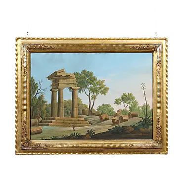 Typical Grand Tour landscape, gouache on paper, 19th century