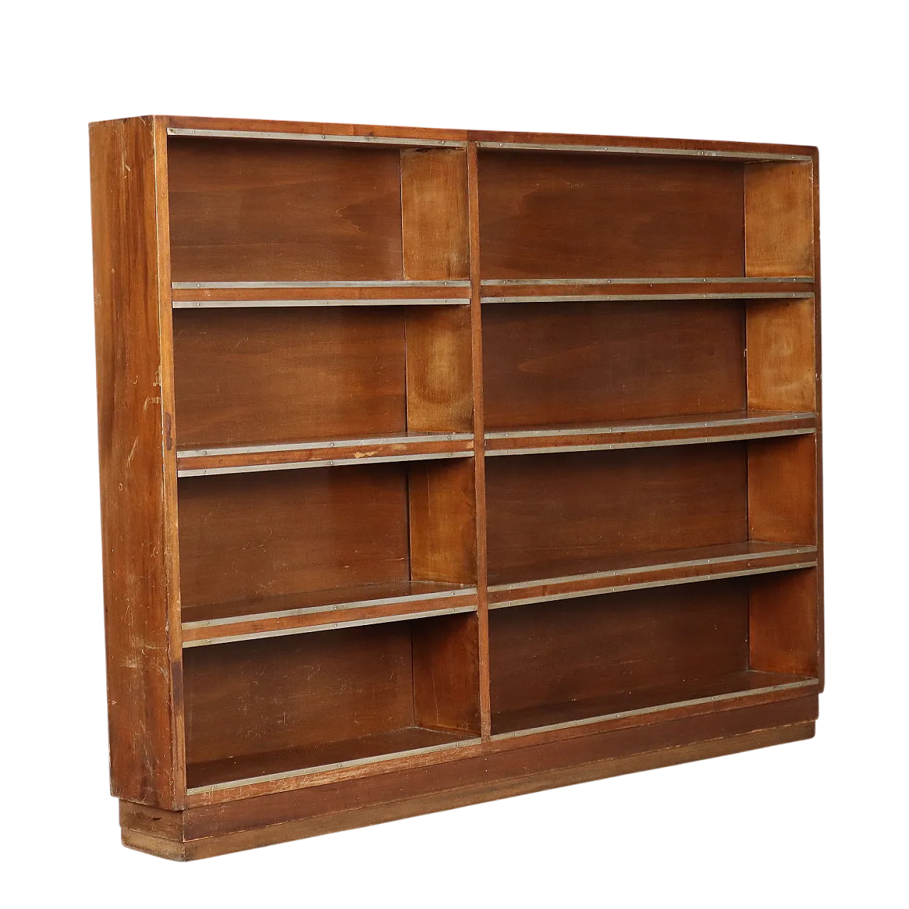 Walnut day bookcase with wire metal profiles, late 20th century 9