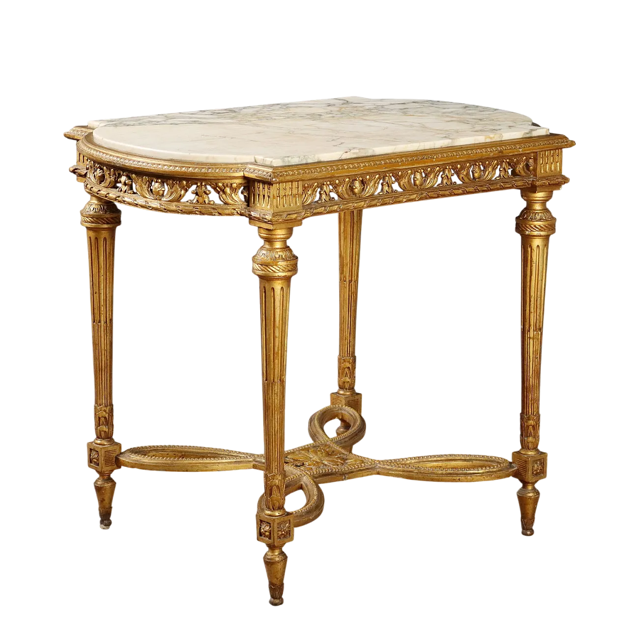 Tavolino in stile neoclassico con piano in marmo, fine '800 11
