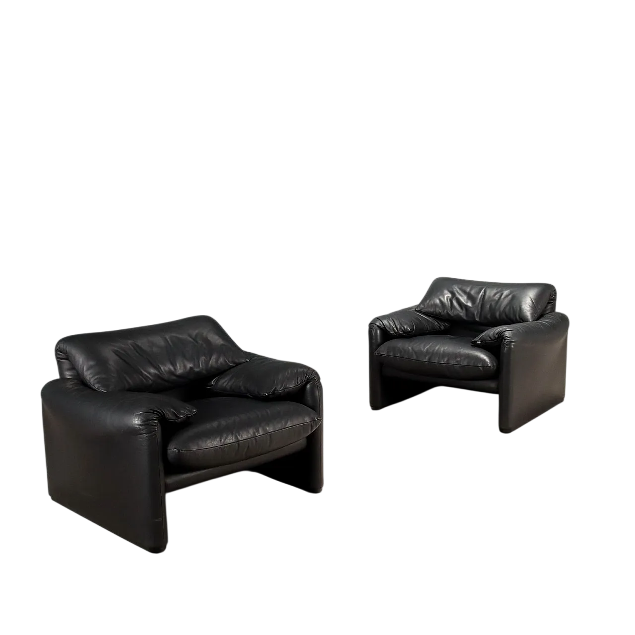 Coppia di poltrone in espanso e pelle, '900 10