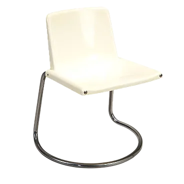 Chair with chrome tubular leg and plastic seat, 20th century
