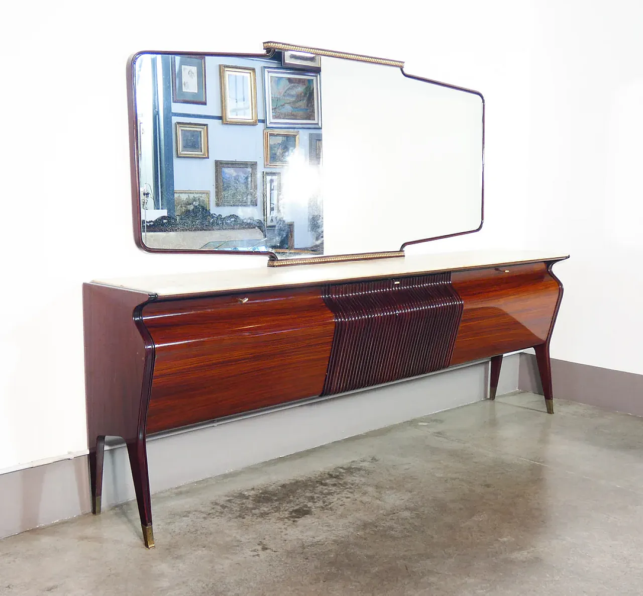 Enfilade buffet with mirror by Osvaldo Borsani, 1950s 1