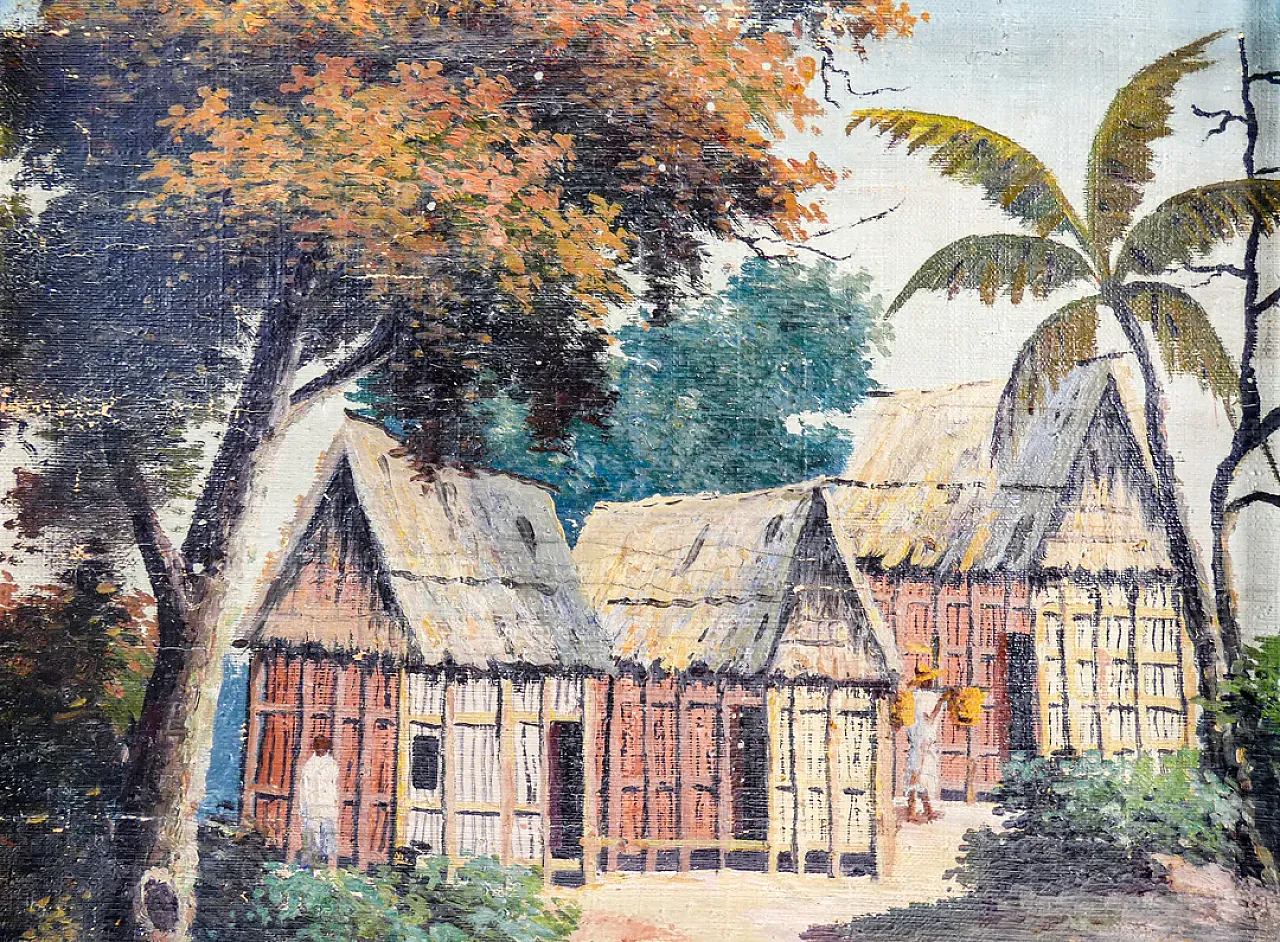 Paesaggio esotico, olio su tela, anni '50 6