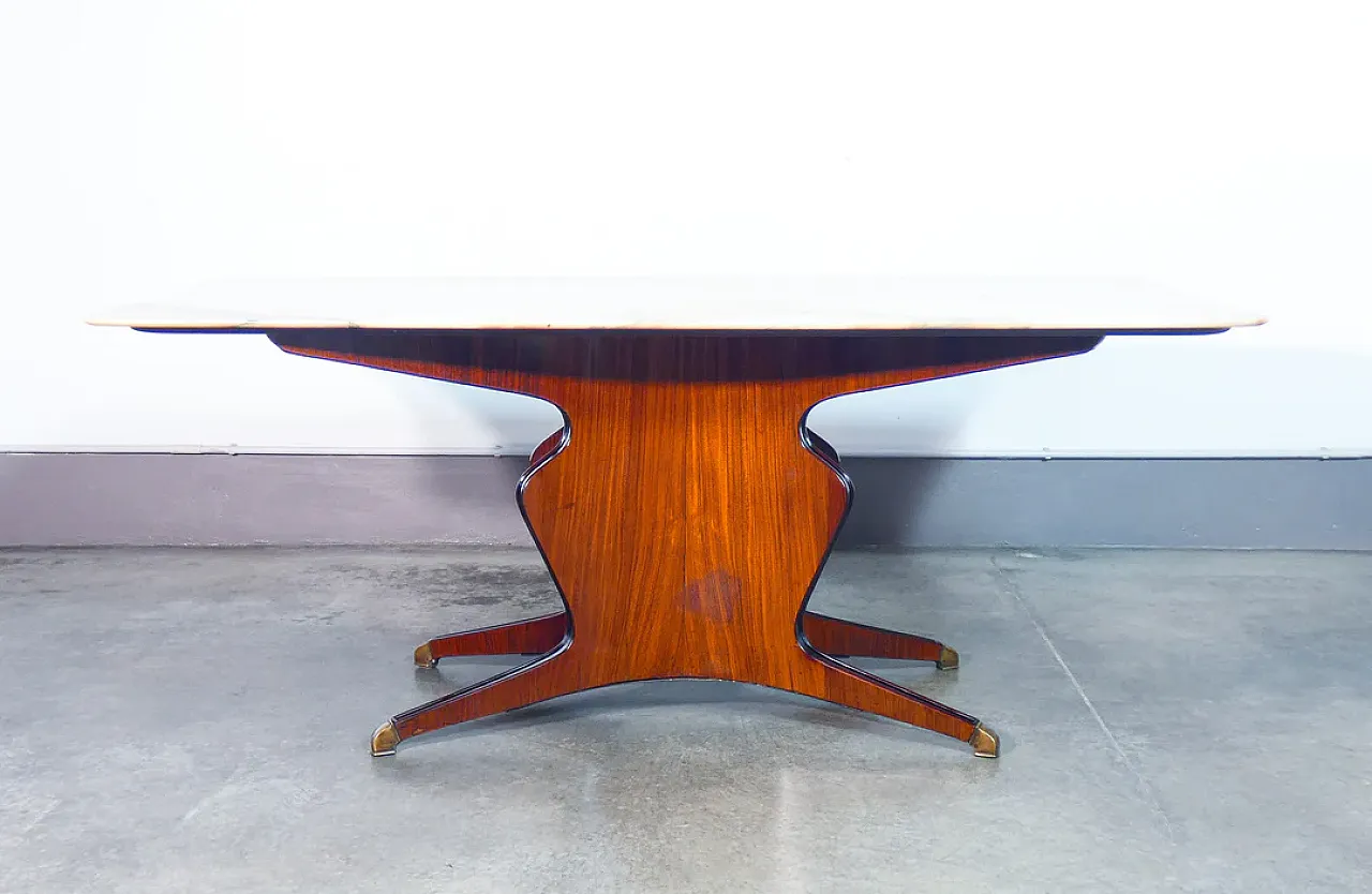 Osvaldo Borsani's table in veneered wood and marble, 1950s 6