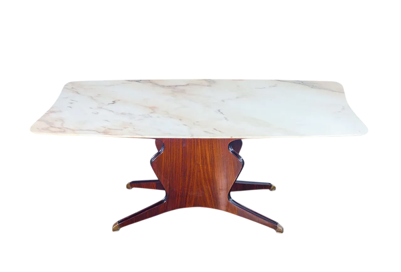 Osvaldo Borsani's table in veneered wood and marble, 1950s 9
