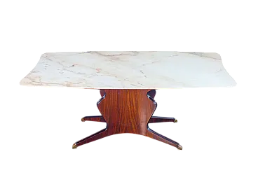 Osvaldo Borsani's table in veneered wood and marble, 1950s