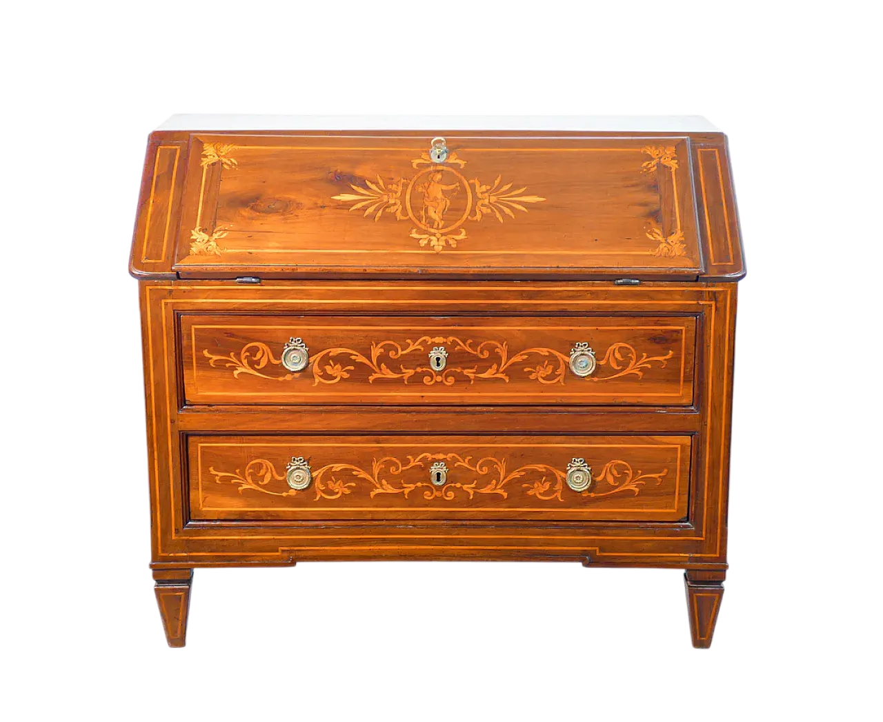 Ribalta secretaire Louis XVI in solid inlaid walnut, 19th century 9