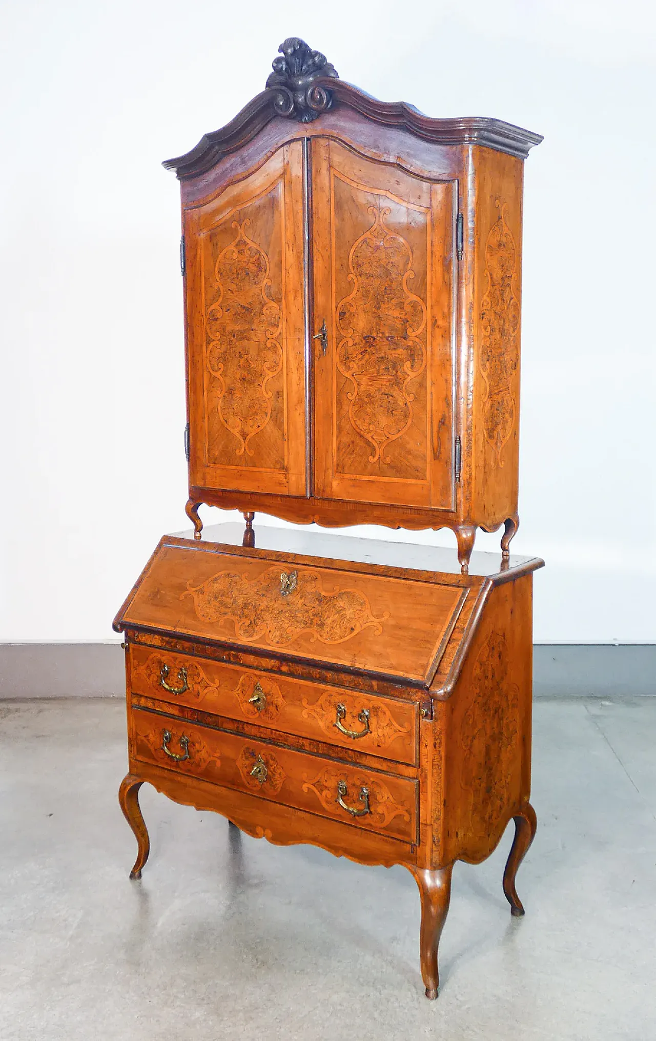 Trumeau secretaire Louis XV in walnut, 18th century 1
