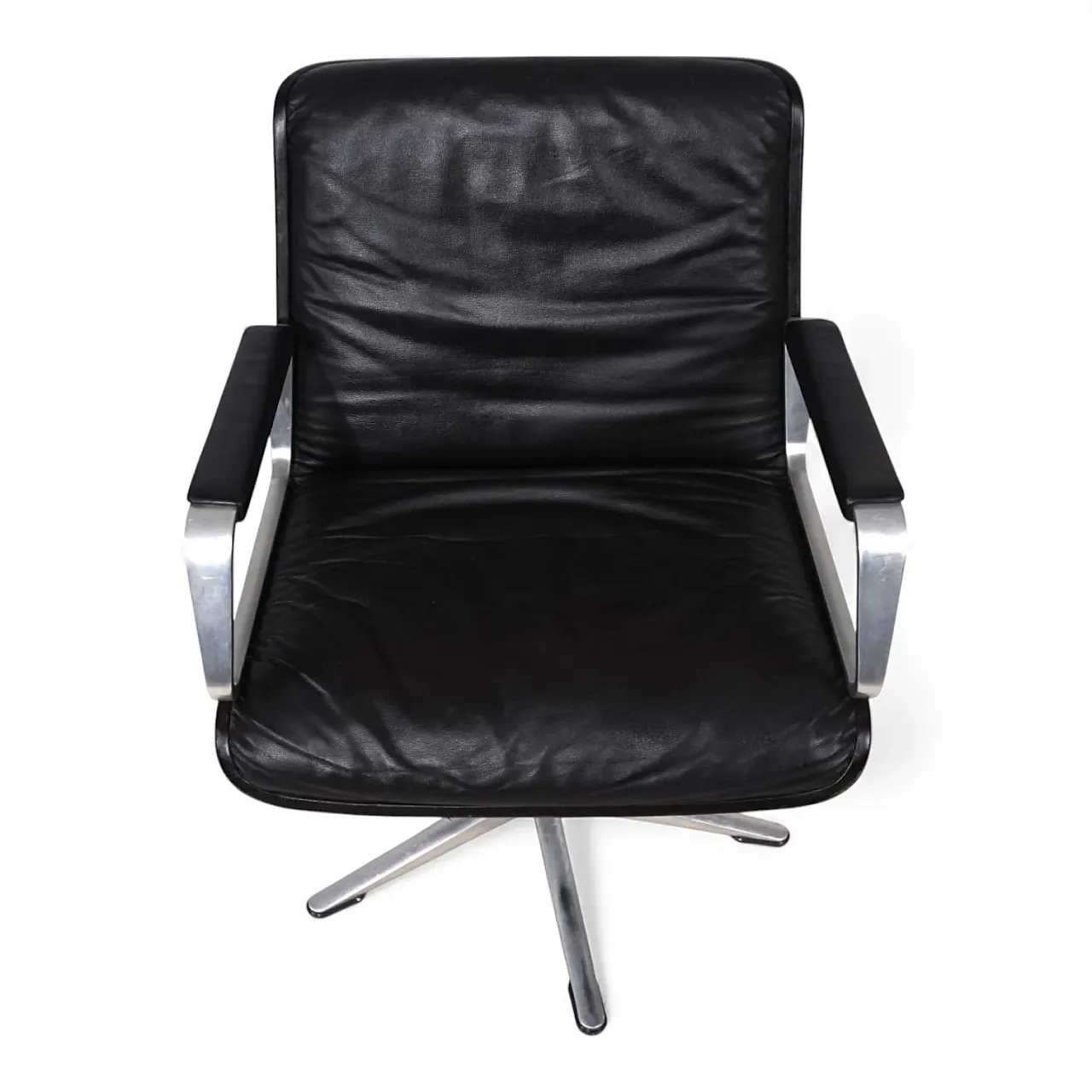 Wilkhahn Delta leather swivel chair by Delta Group, 1960s 1