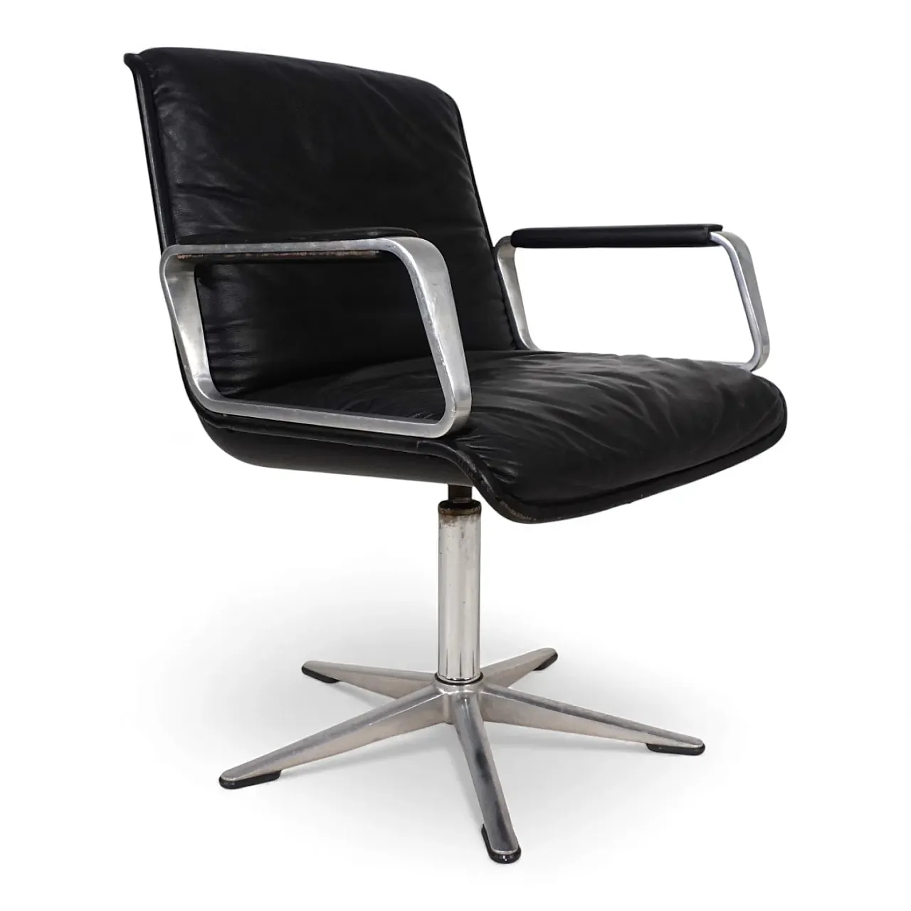 Wilkhahn Delta leather swivel chair by Delta Group, 1960s 5